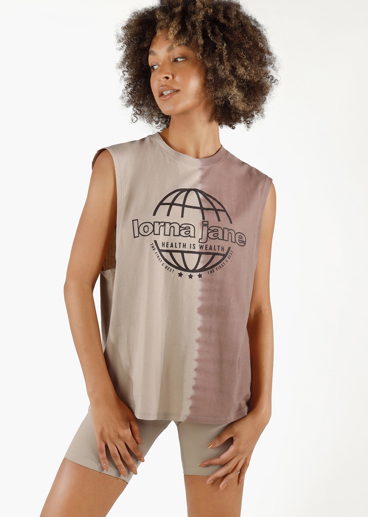 Lorna Jane Half Dip Boyfriend Muscle Tank - Off White / Bone