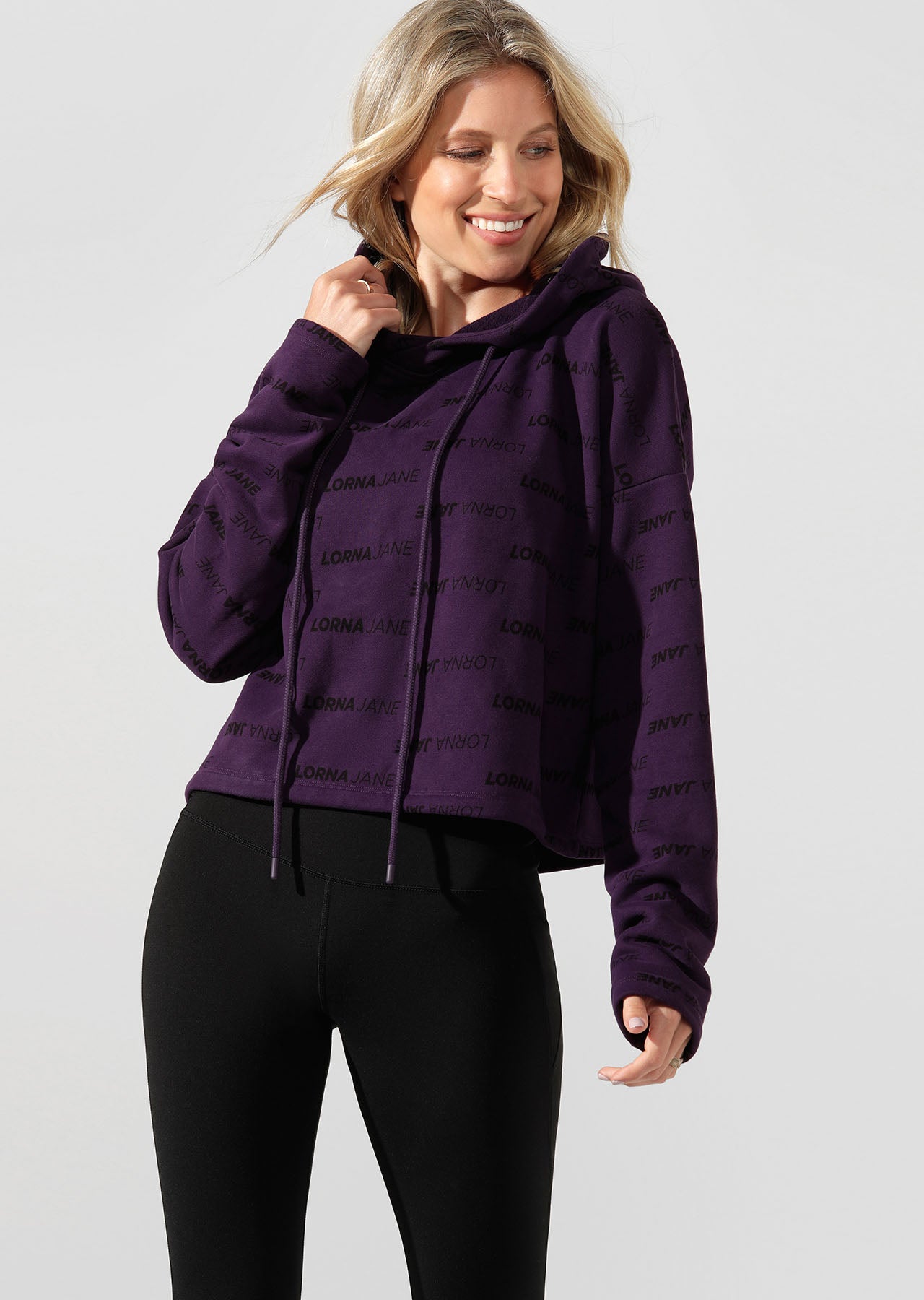 Lorna Jane Iconic Cropped Hoodie - Midnight Purple