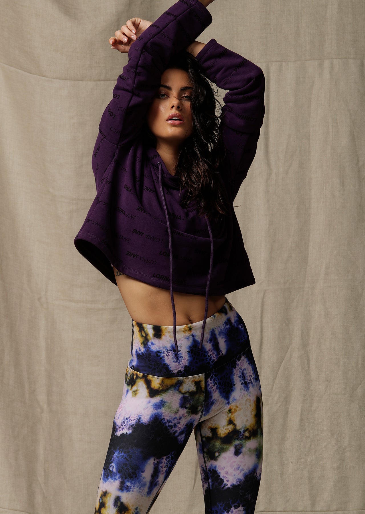 Lorna Jane Iconic Cropped Hoodie - Midnight Purple