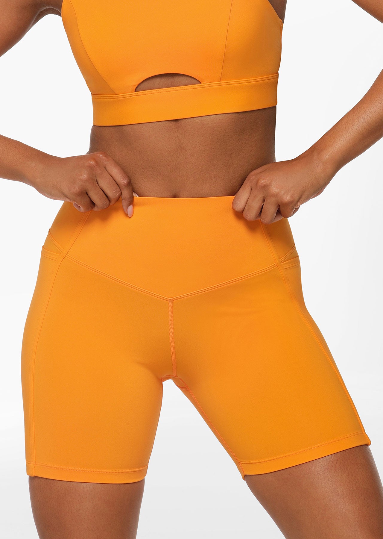 Lorna Jane Elevate Recycled Phone Pocket Bike Shorts - Tangelo