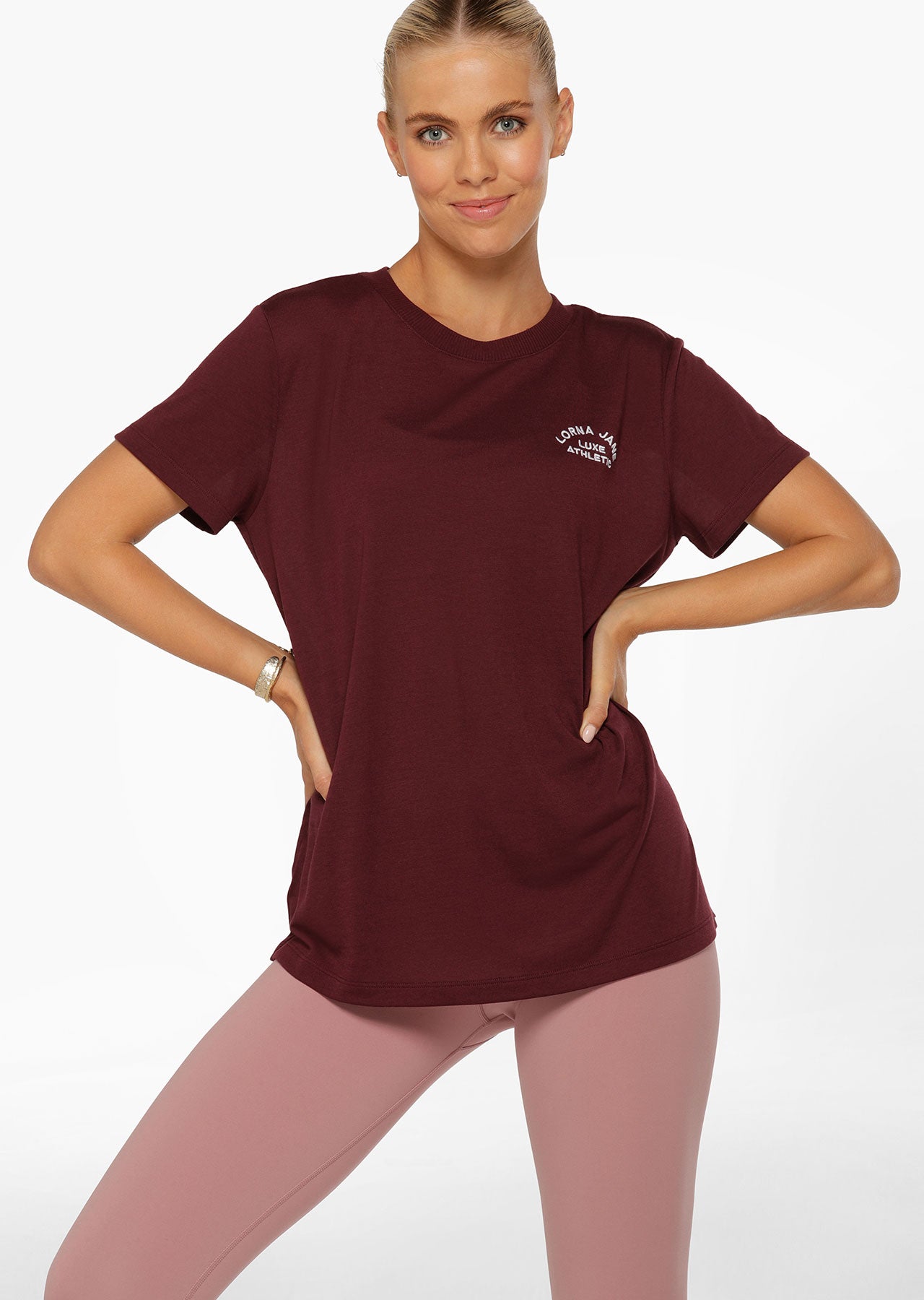 Lorna Jane Lotus T-Shirt - Maroon