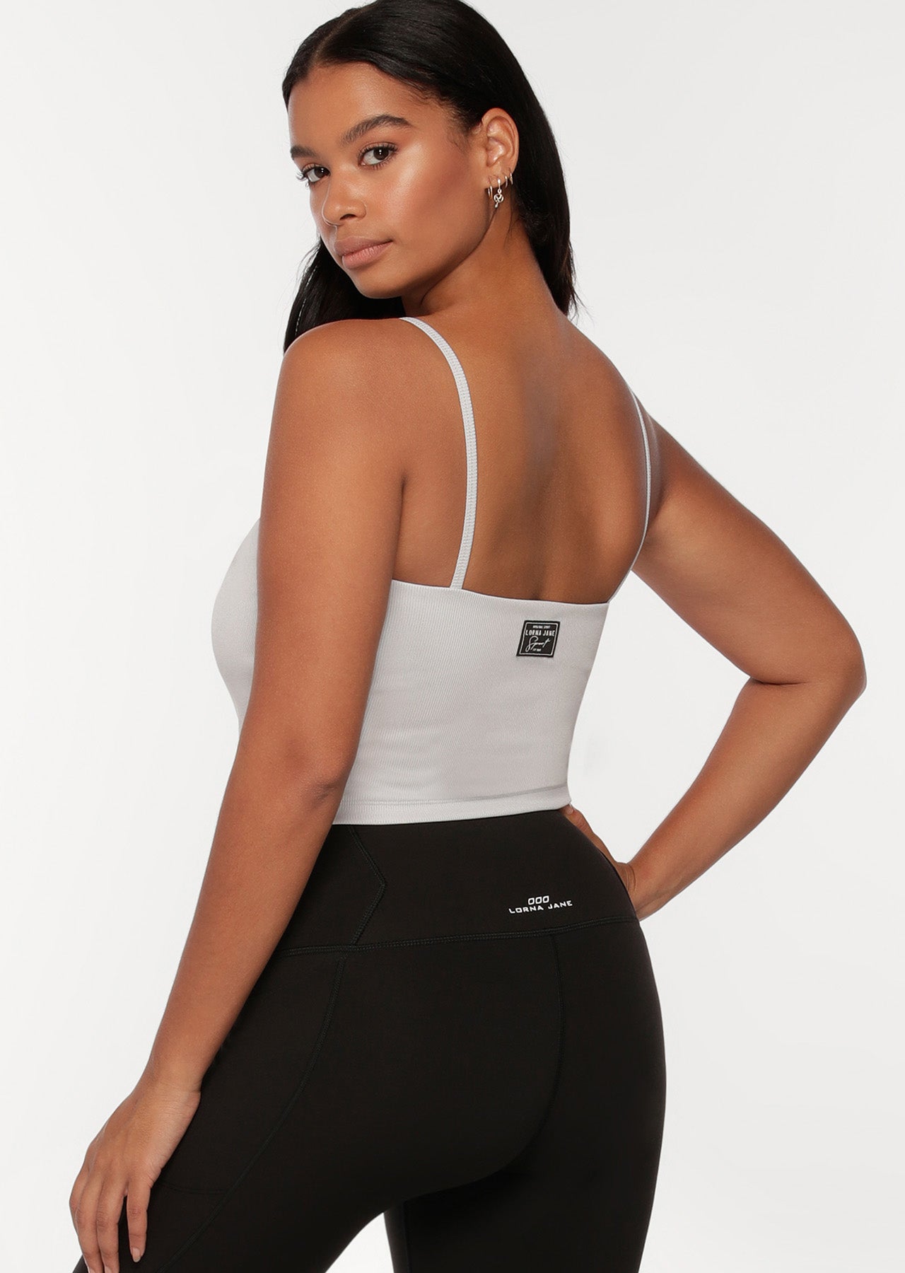 Lorna Jane Kendal Cropped Active Tank - Light Grey Marl