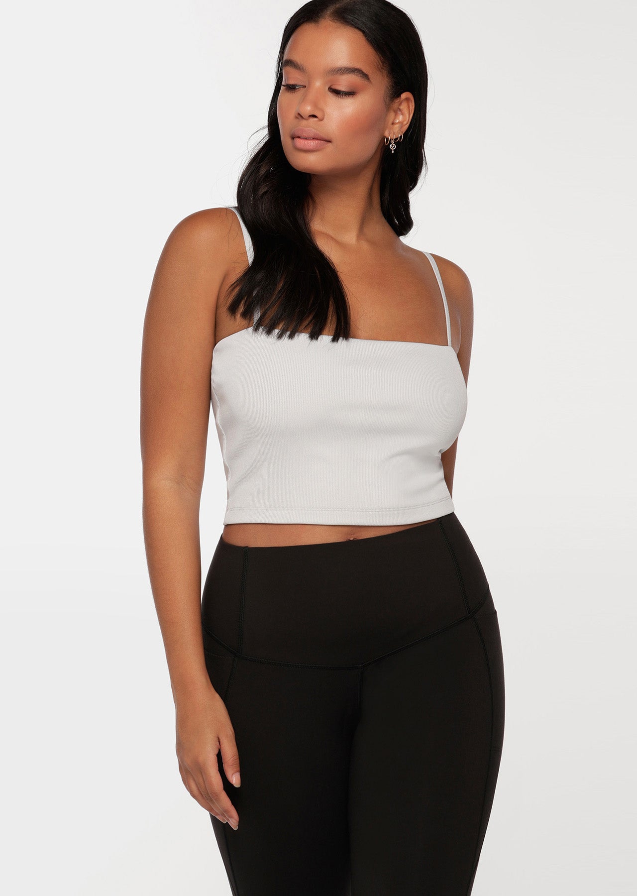 Lorna Jane Kendal Cropped Active Tank - Light Grey Marl