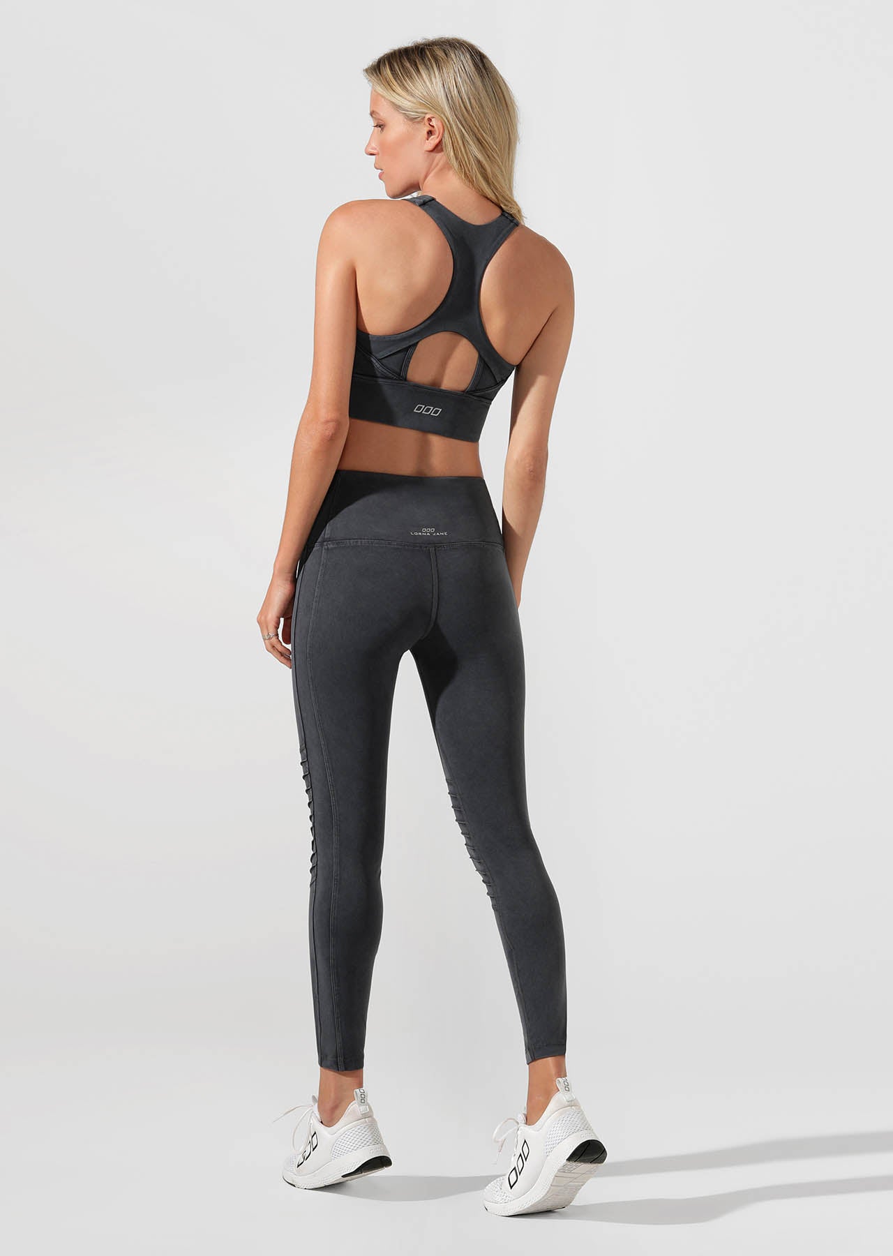 Lorna Jane Khloe Moto Full Length Tight - Washed Black