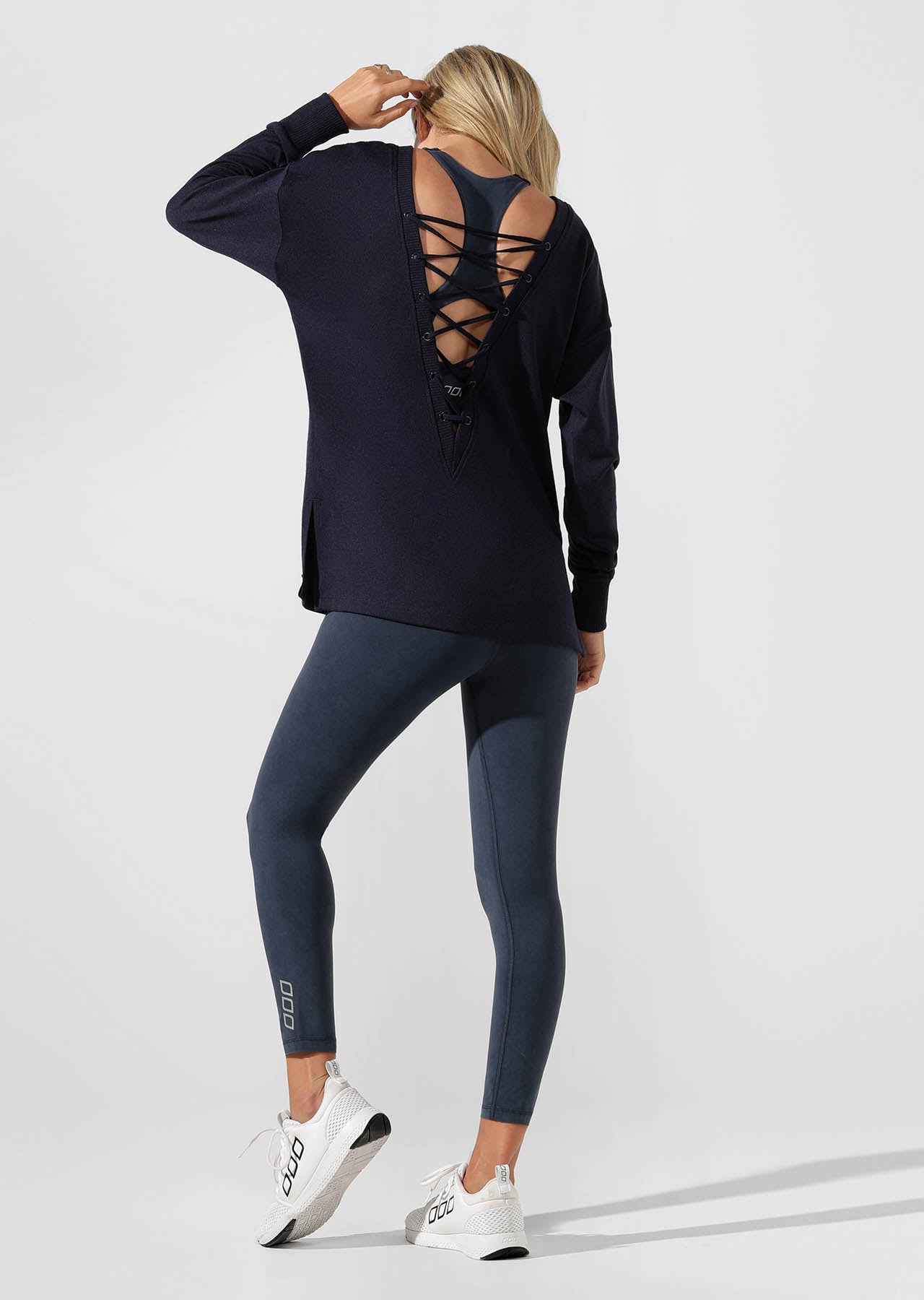 Lorna Jane Lacy Open Back Long Sleeve Top - Ink