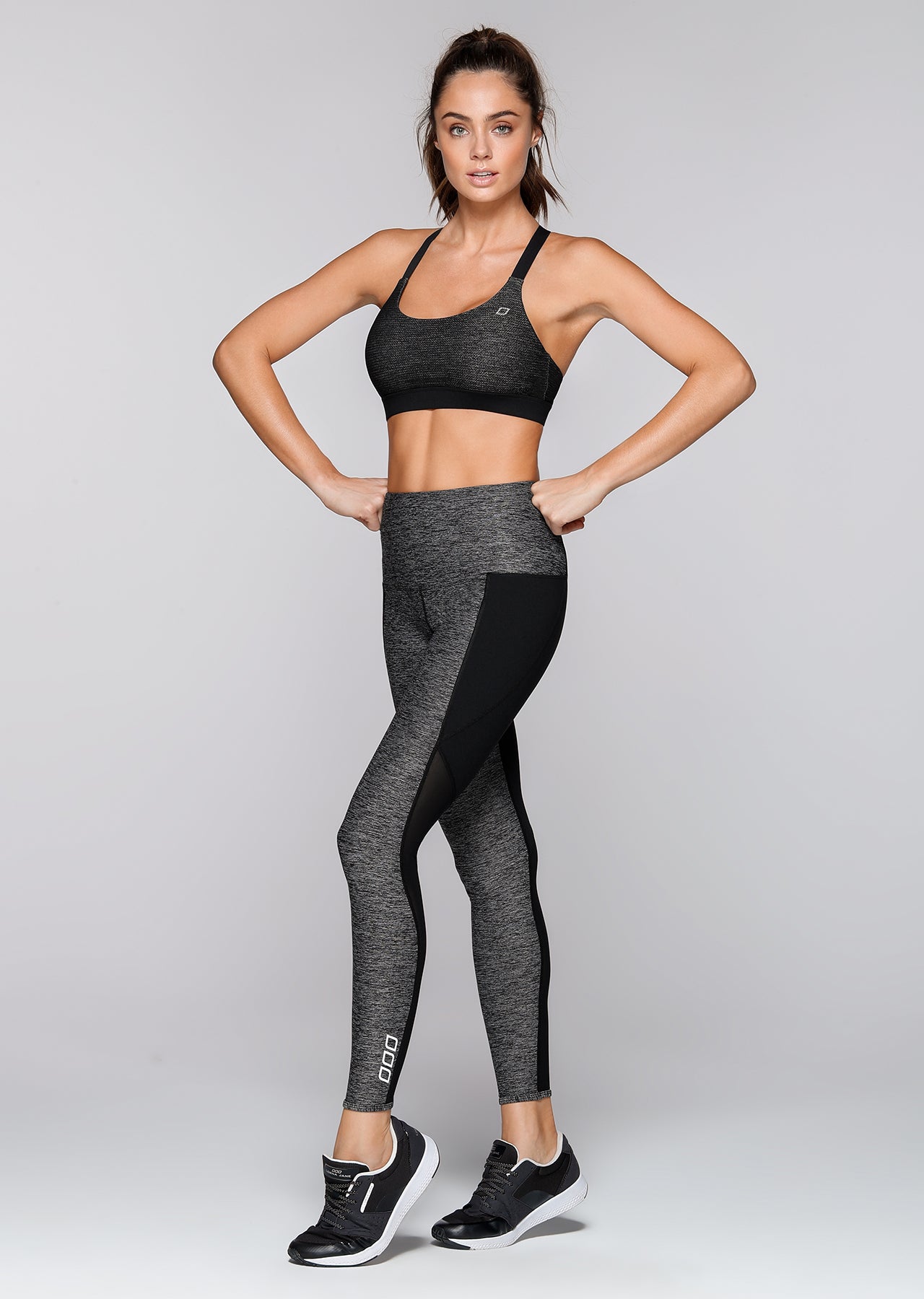Lorna Jane Layla Sports Bra - Black Marl/Black