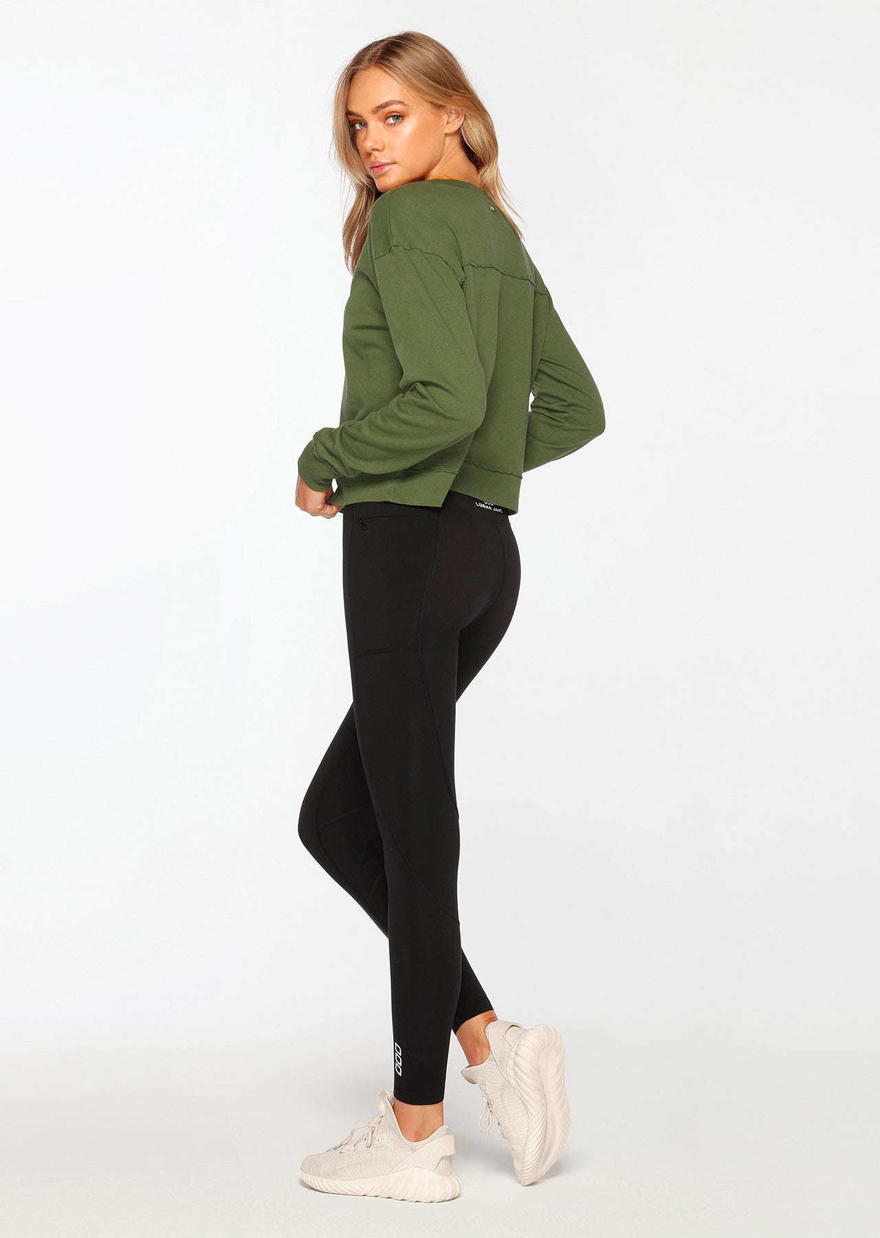 Lorna Jane Lightweight Reset Cropped Sweat - Army Green