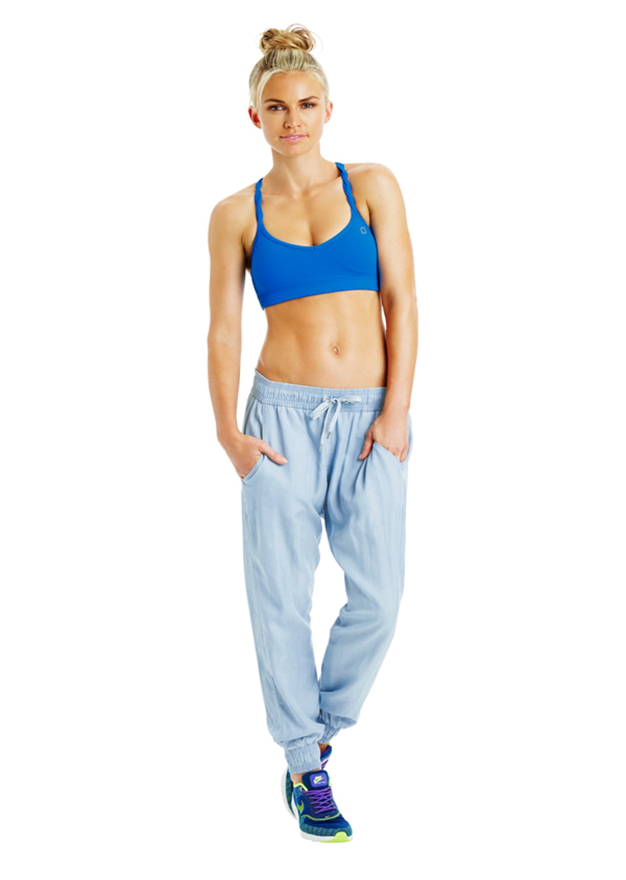 Lorna Jane LJ Chambray Harem Pants - Pale Blue