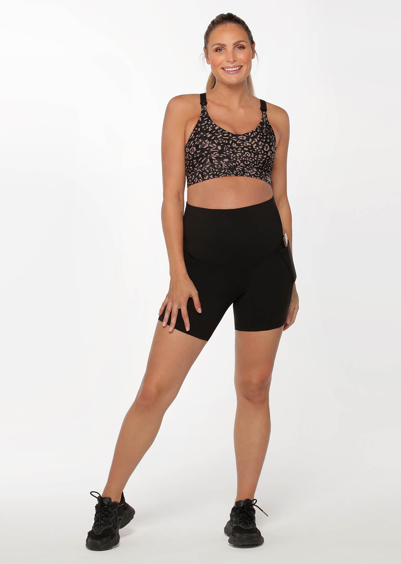 Lorna Jane LJ Racer Back Nursing Bra - Night Cat Print