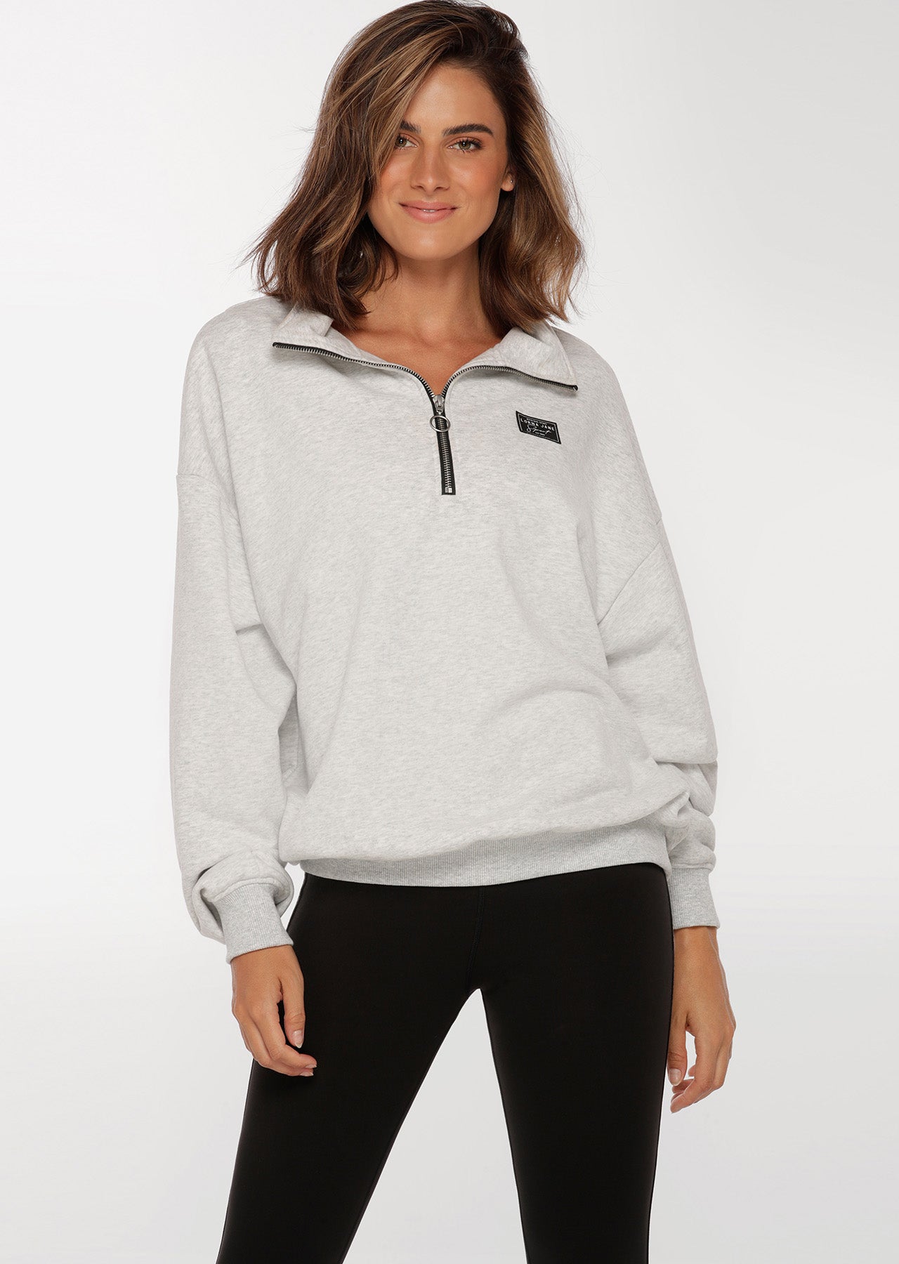 Lorna Jane LJ Sport Quarter Zip Sweat - Light Grey Marl