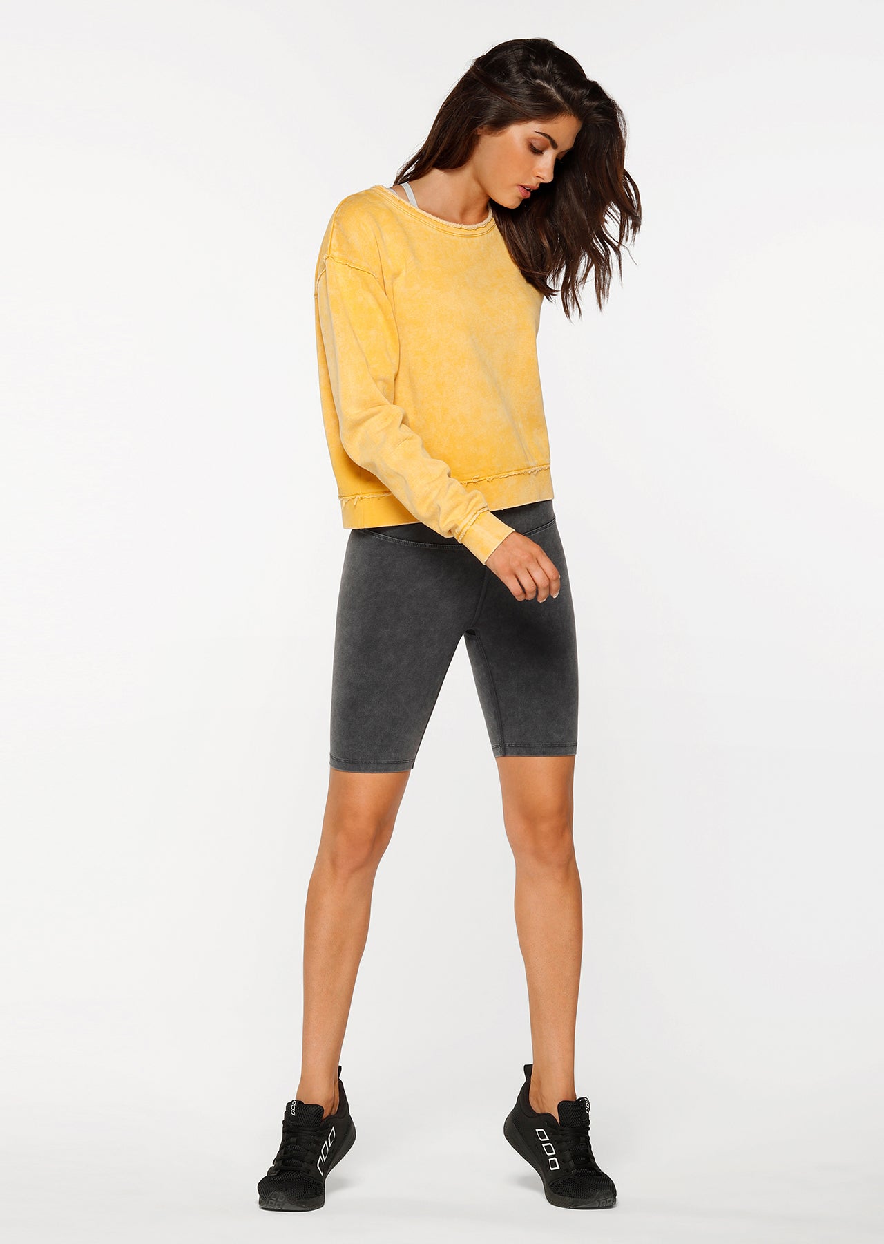 Lorna Jane Long Line Short Tight - Washed Black