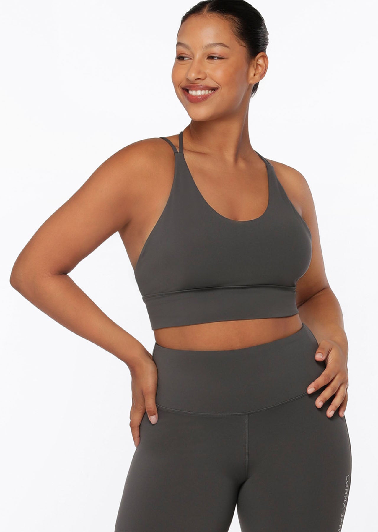 Lorna Jane Lotus Longline Sports Bra - Titanium