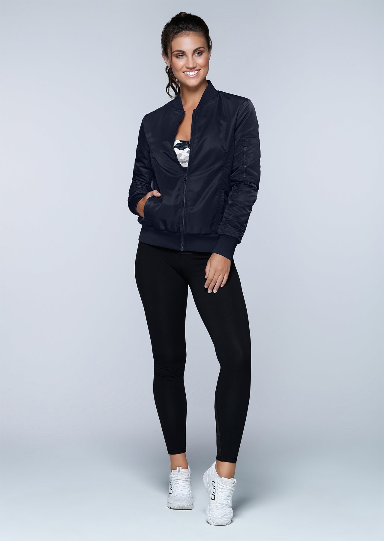 Lorna Jane Luxe Fleece Bomber - Platinum Navy
