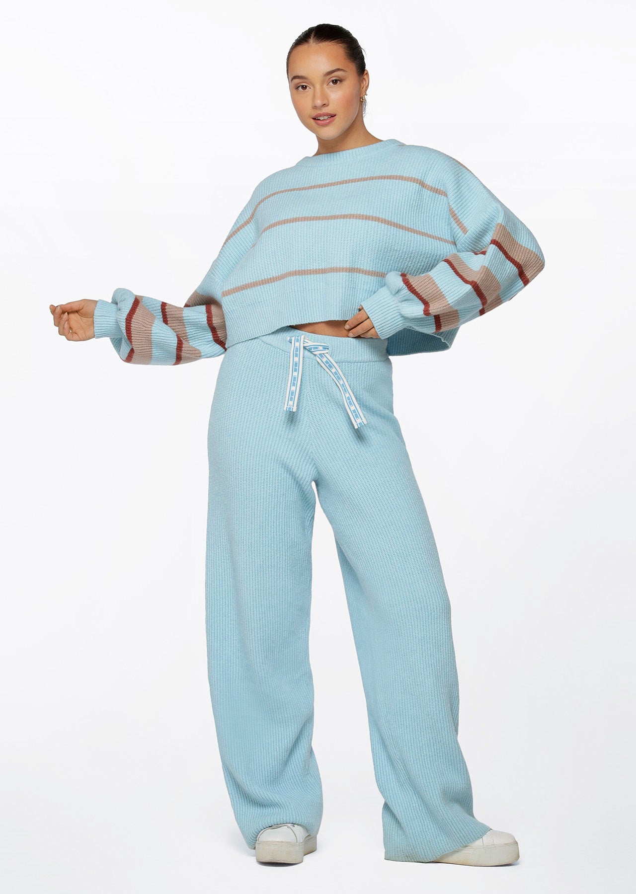 Lorna Jane Merino Blend Cropped Stripe Knit - Leisure Stripe