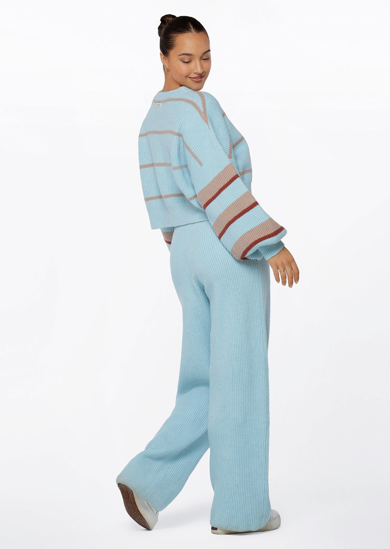 Lorna Jane Merino Blend Knit Wide Leg Pants - Morning Sky
