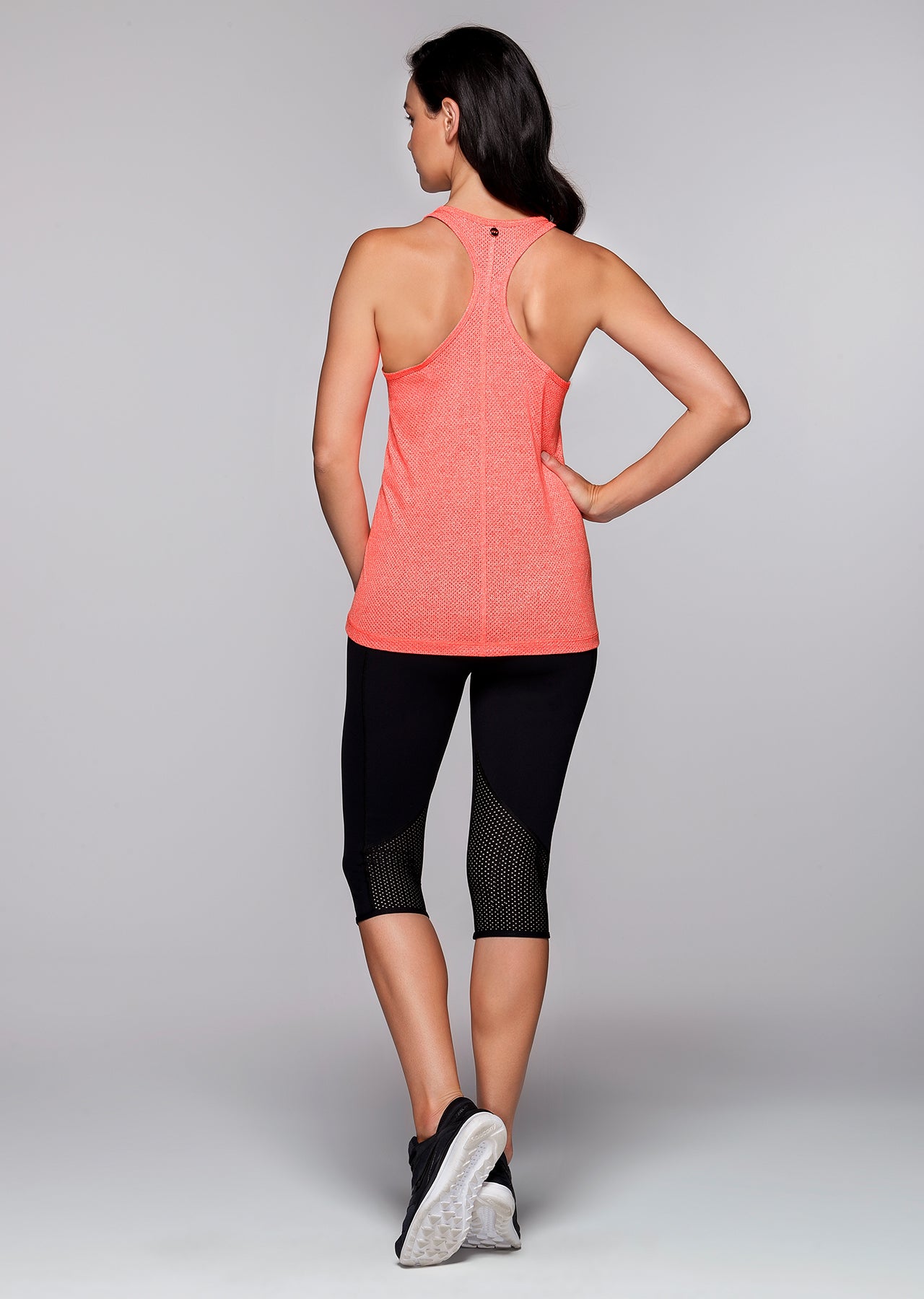 Lorna Jane Mesh Slouchy Gym Tank - Fluro Orange Marl