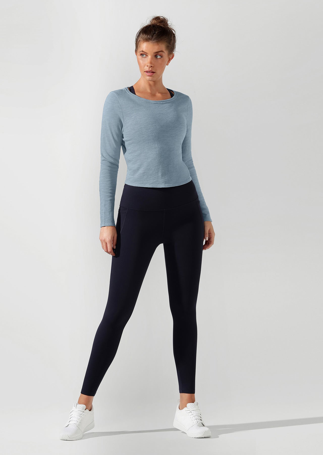 Lorna Jane Open Back Cropped long Sleeve Top - Washed Out Blue