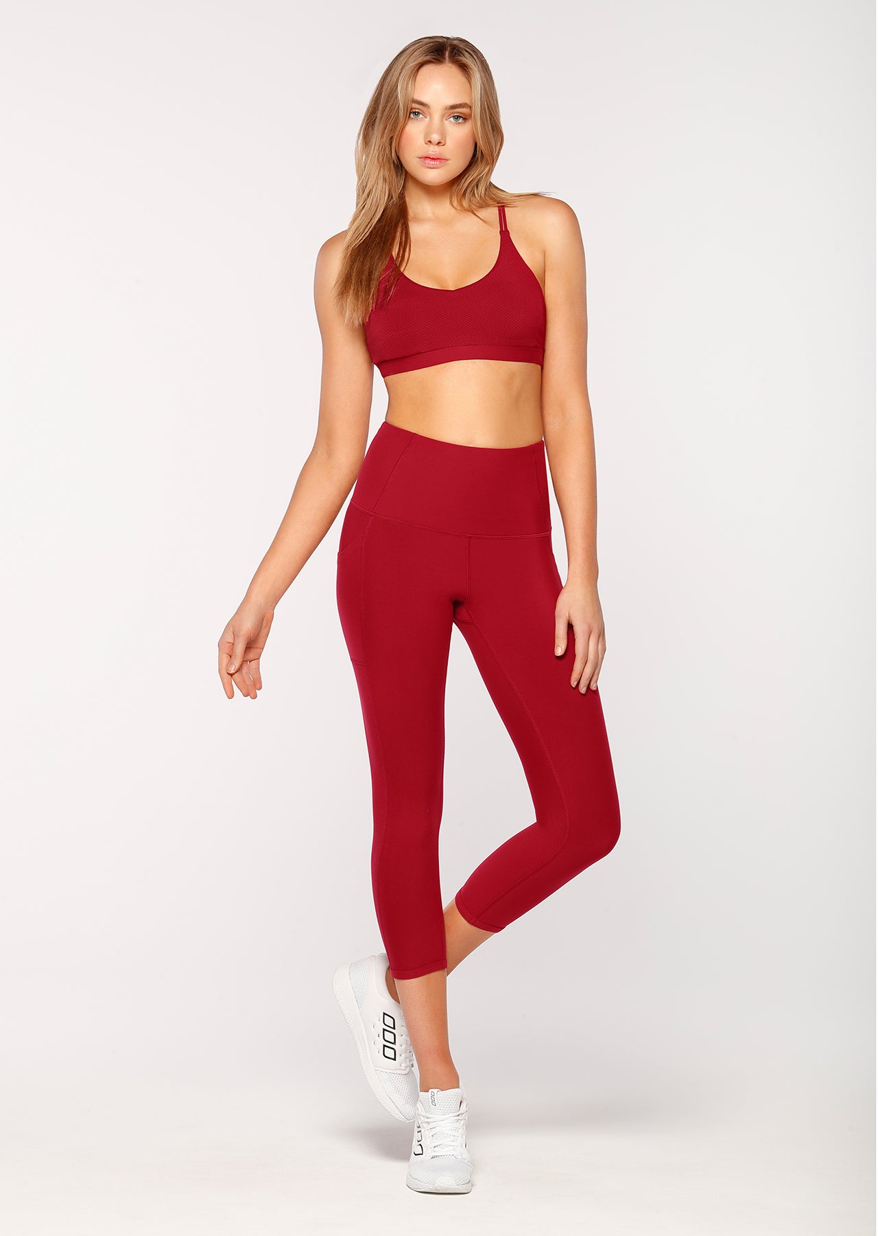 Lorna Jane Plunge Sports Bra - Dark Red
