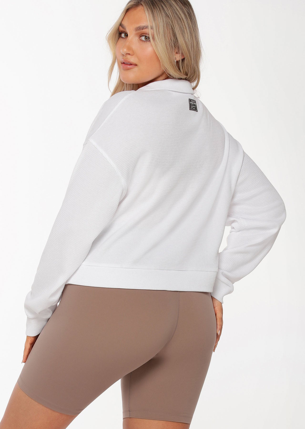 Lorna Jane Polo Cropped Long Sleeve Top - White