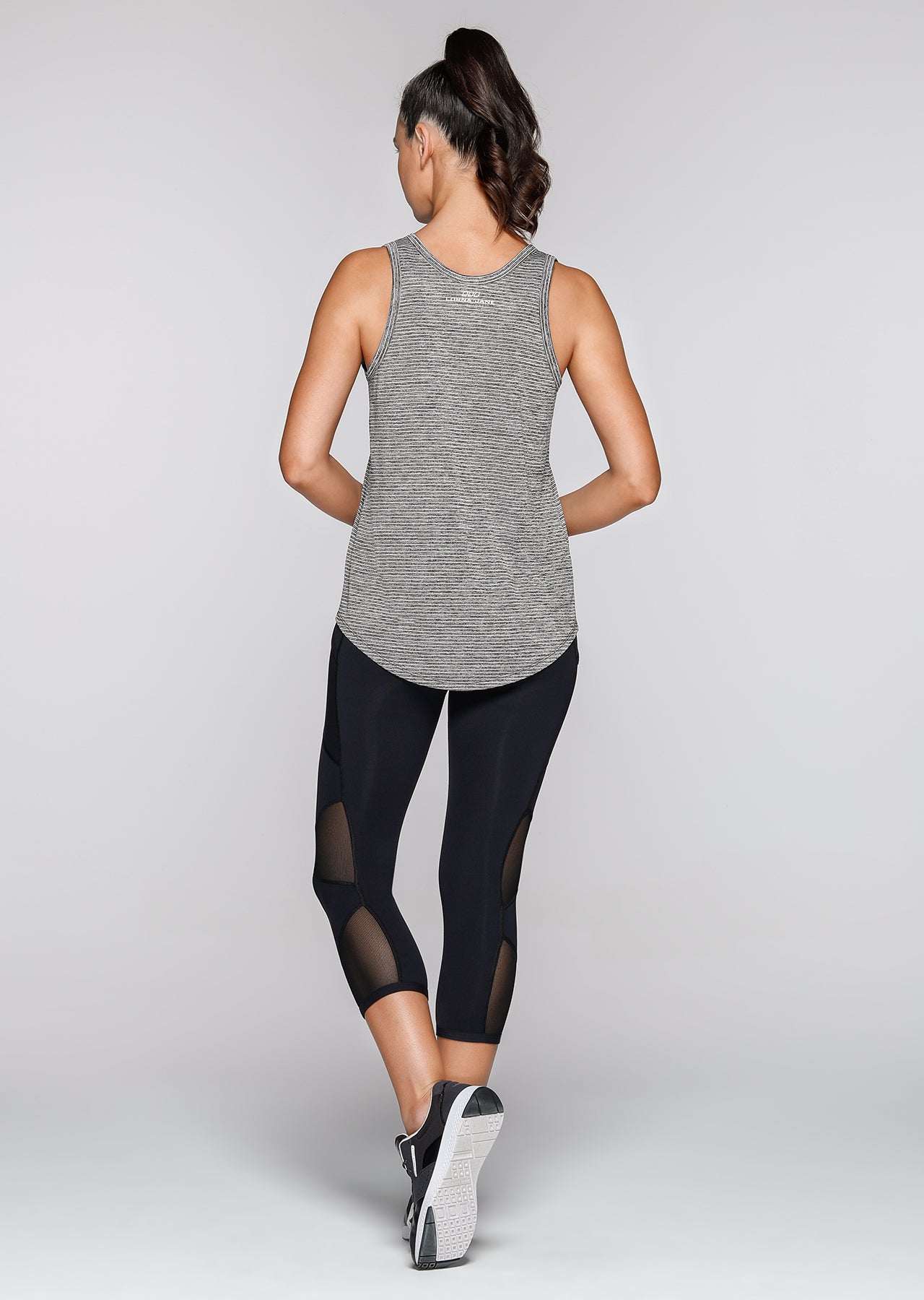 Lorna Jane Resistance Active Tank - White/Black Marl Stripe