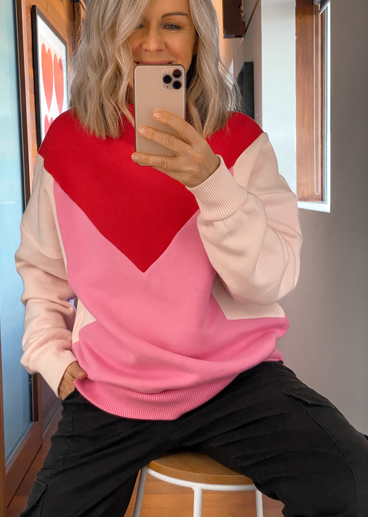 Lorna Jane Rib Crew Neck Jumper - Paprika Multi