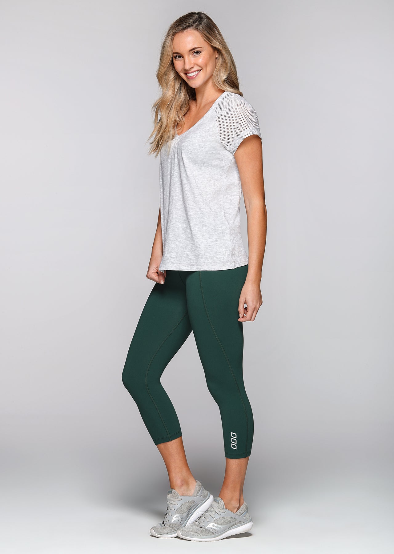 Lorna Jane Rival S/Slv T-Shirt - Light Grey Marl