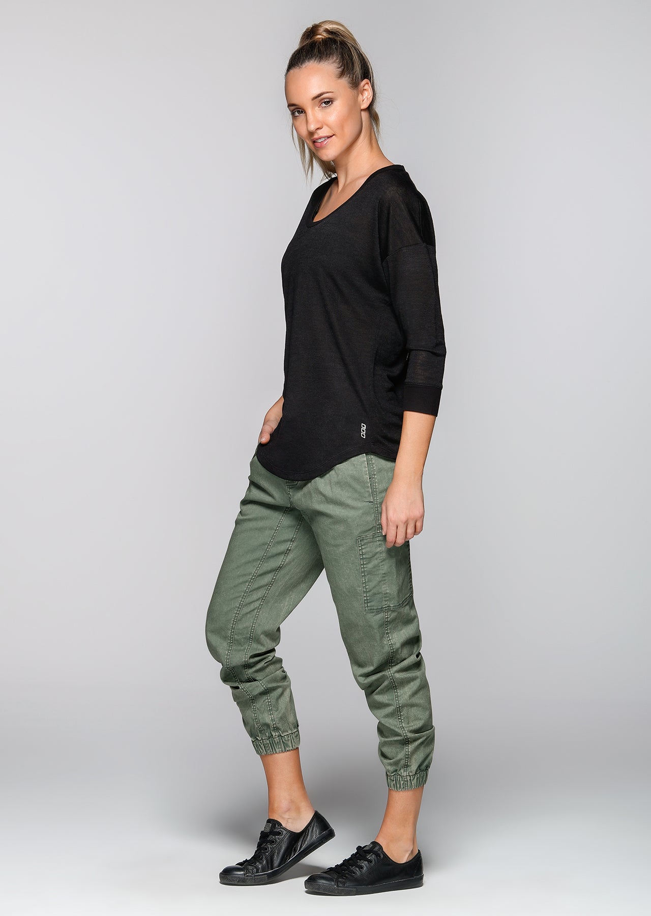 Lorna Jane Salton Lifestyle 3/4 Top - Black