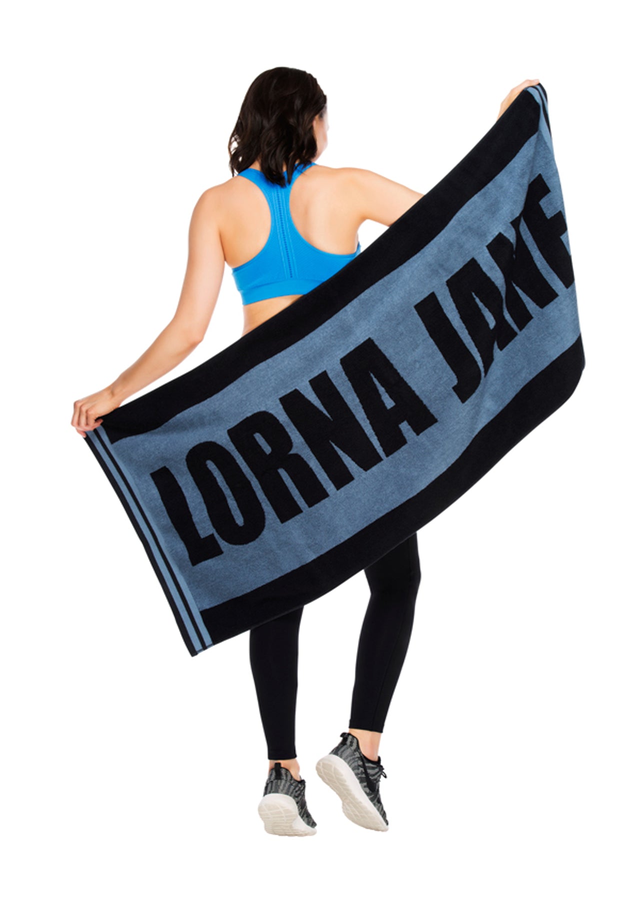 Lorna Jane Sleek Sports Gym Towel - Black/Powder Grey