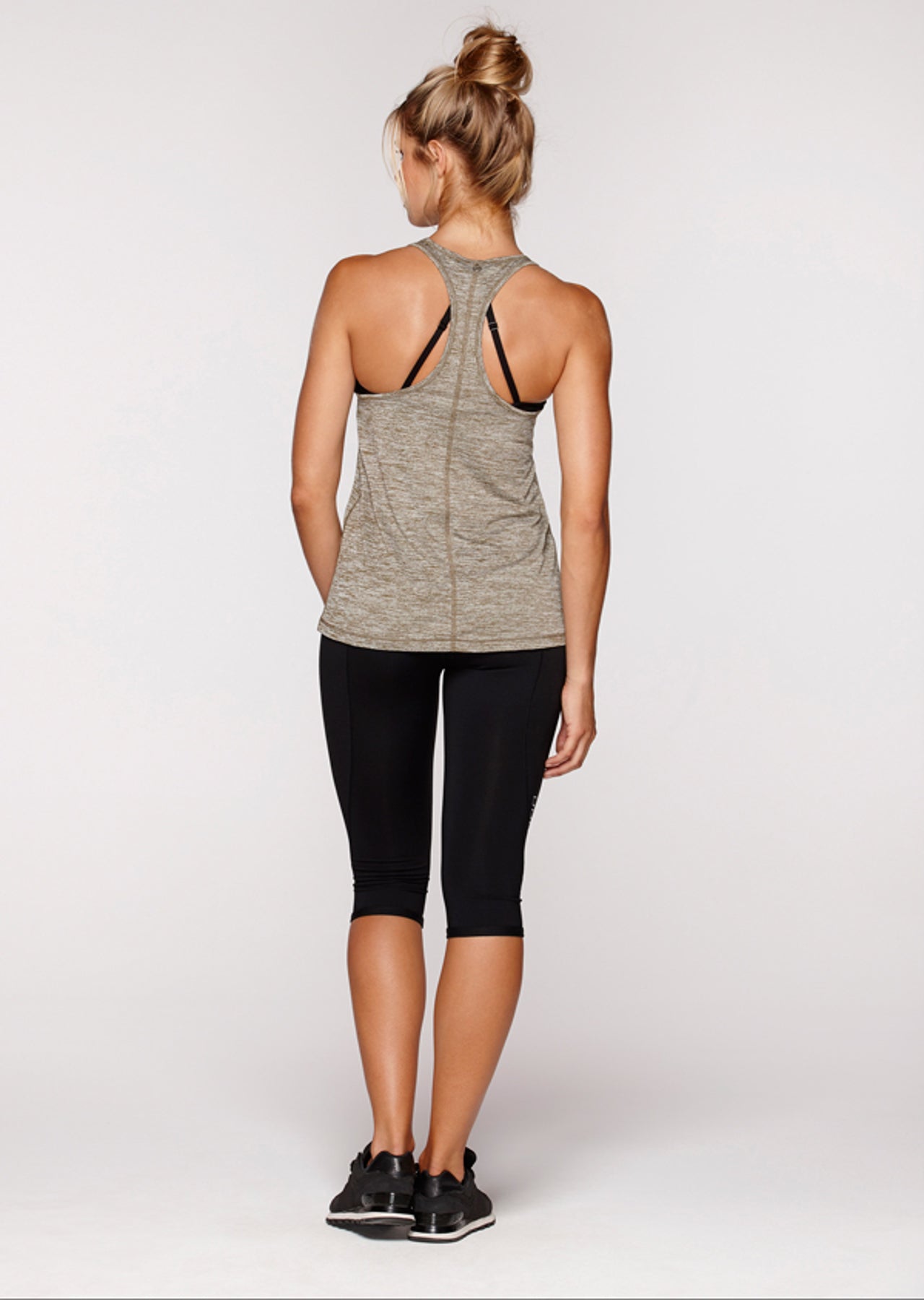 Lorna Jane Slouchy Gym Tank - Khaki Marl
