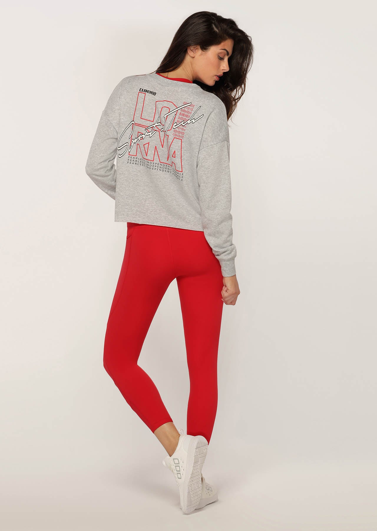 Lorna Jane Slouchy Sweat Long Sleeve Top - Light Grey Marl