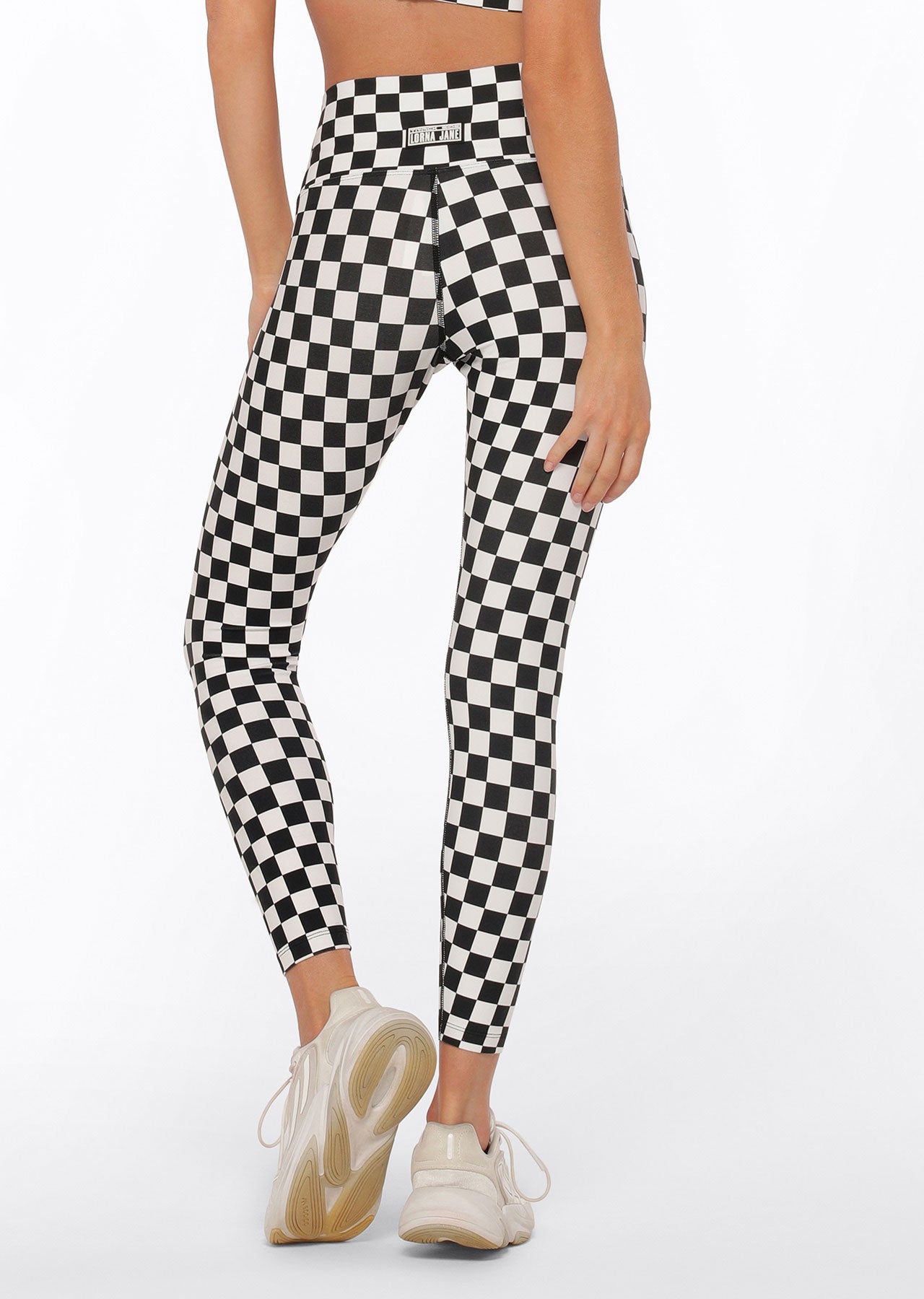 Lorna Jane Speedway Excel Ankle Biter Leggings - Black Checkerboard Print