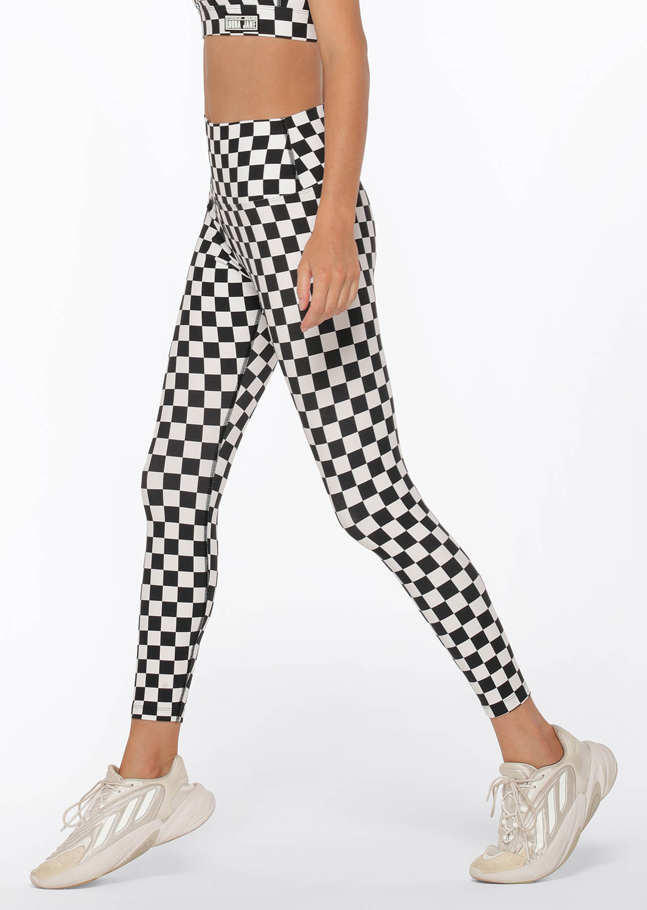Lorna Jane Speedway Excel Ankle Biter Leggings - Black Checkerboard Print