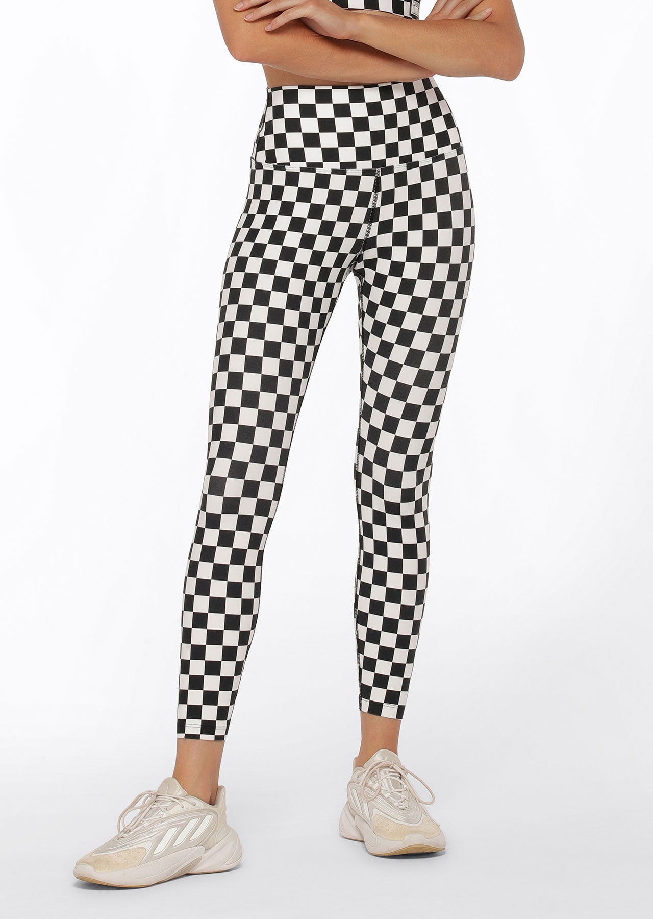 Lorna Jane Speedway Excel Ankle Biter Leggings - Black Checkerboard Print