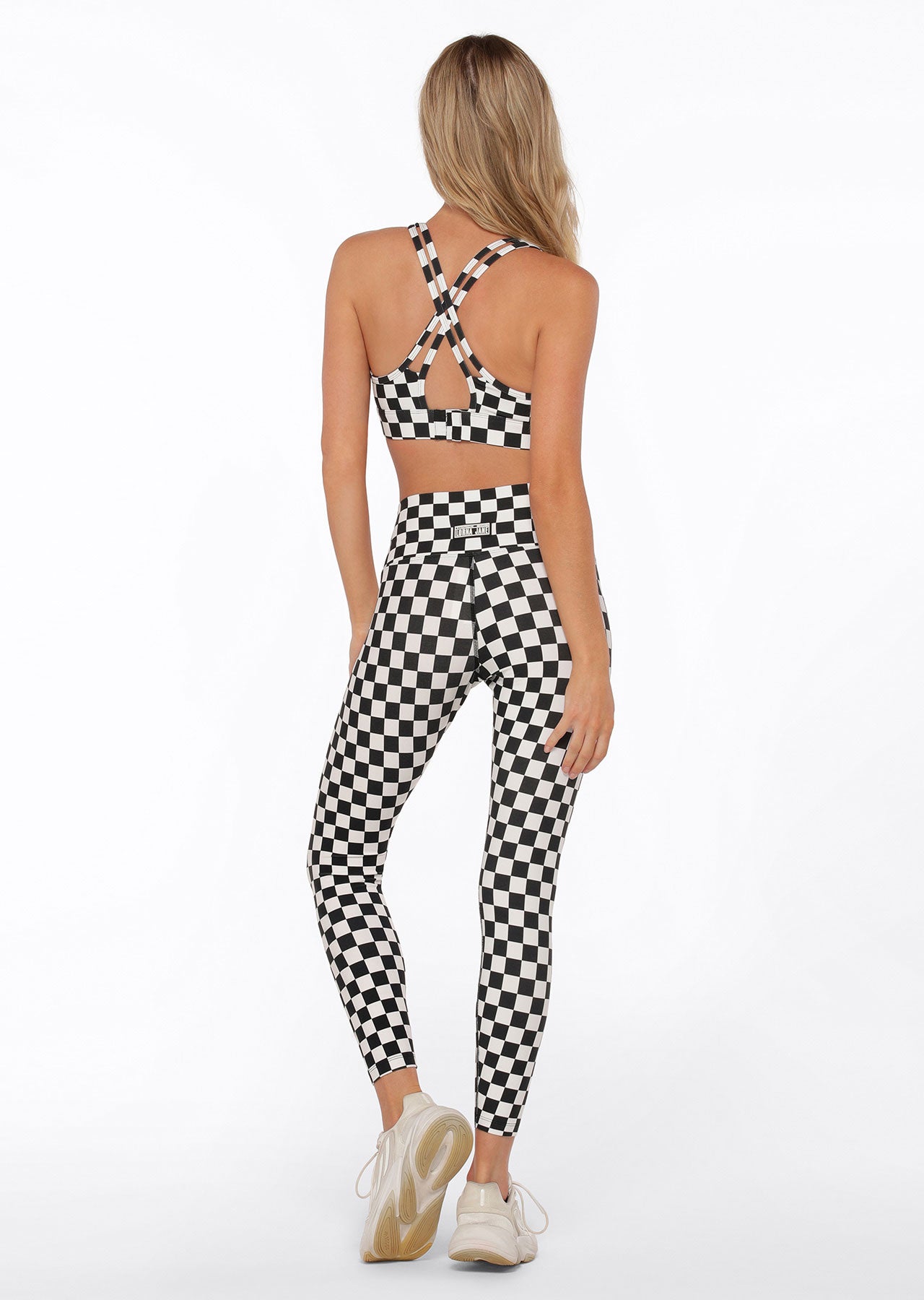 Lorna Jane Speedway Excel Ankle Biter Leggings - Black Checkerboard Print