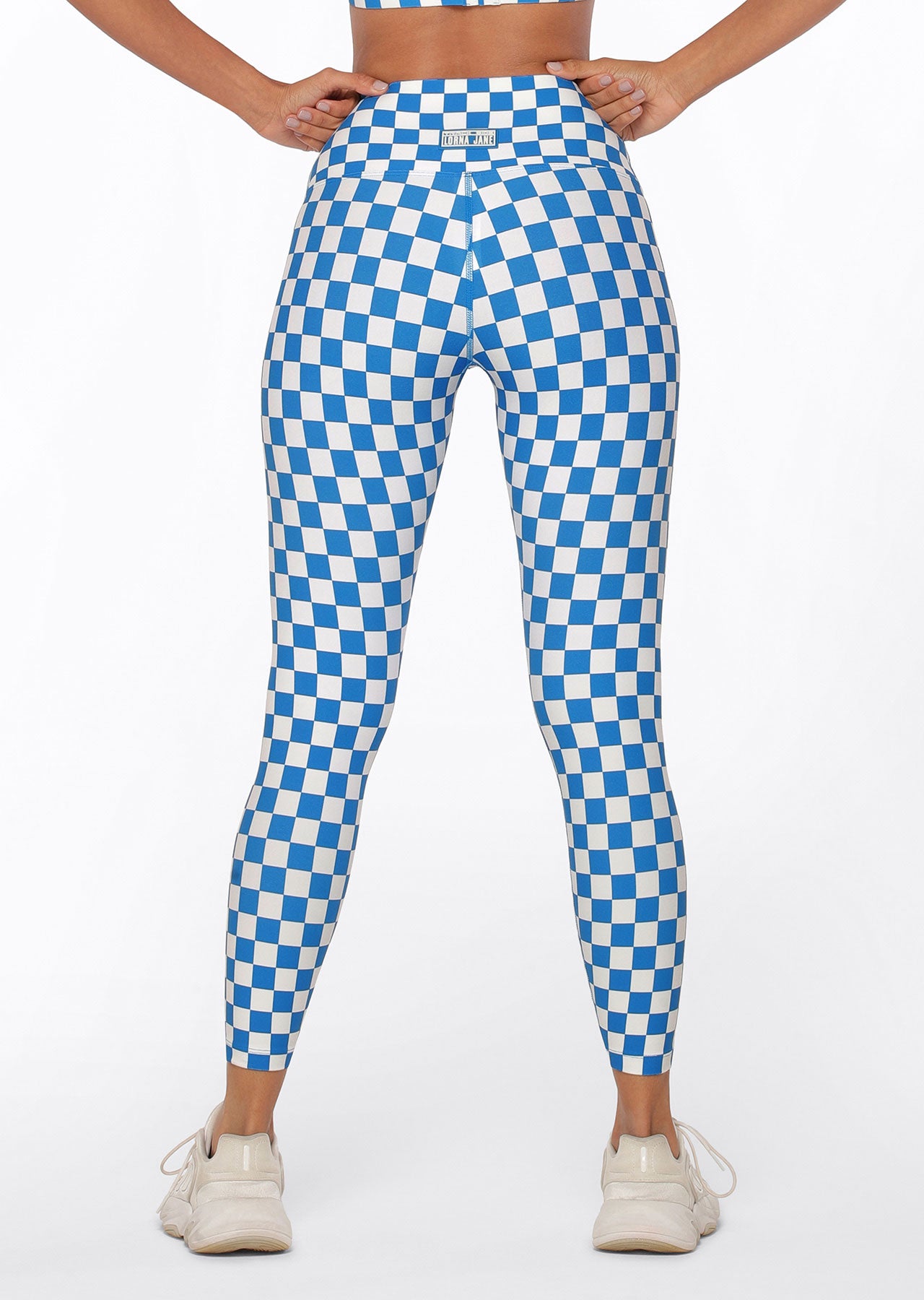 Lorna Jane Speedway Excel Ankle Biter Leggings - Cornflower Checkerboard Print