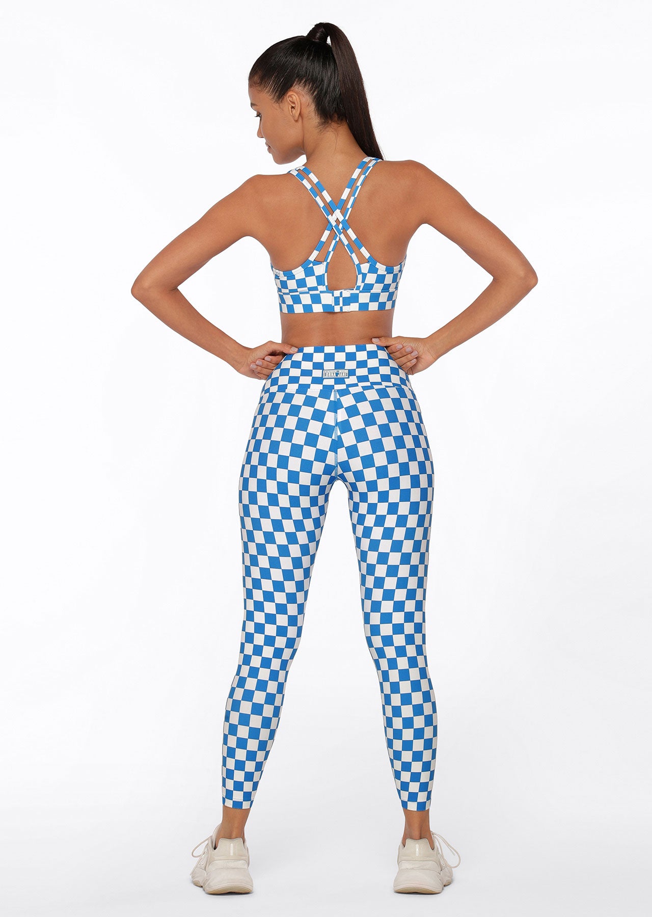 Lorna Jane Speedway Excel Ankle Biter Leggings - Cornflower Checkerboard Print