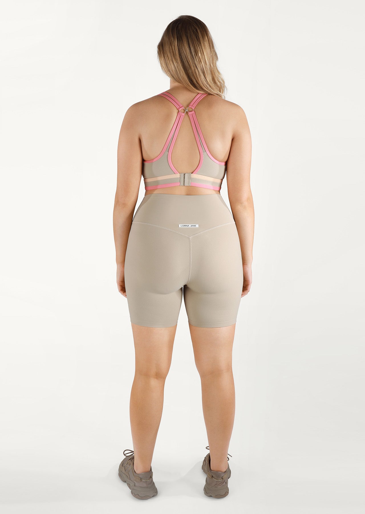 Lorna Jane Spliced Rib Sports Bra - Off White