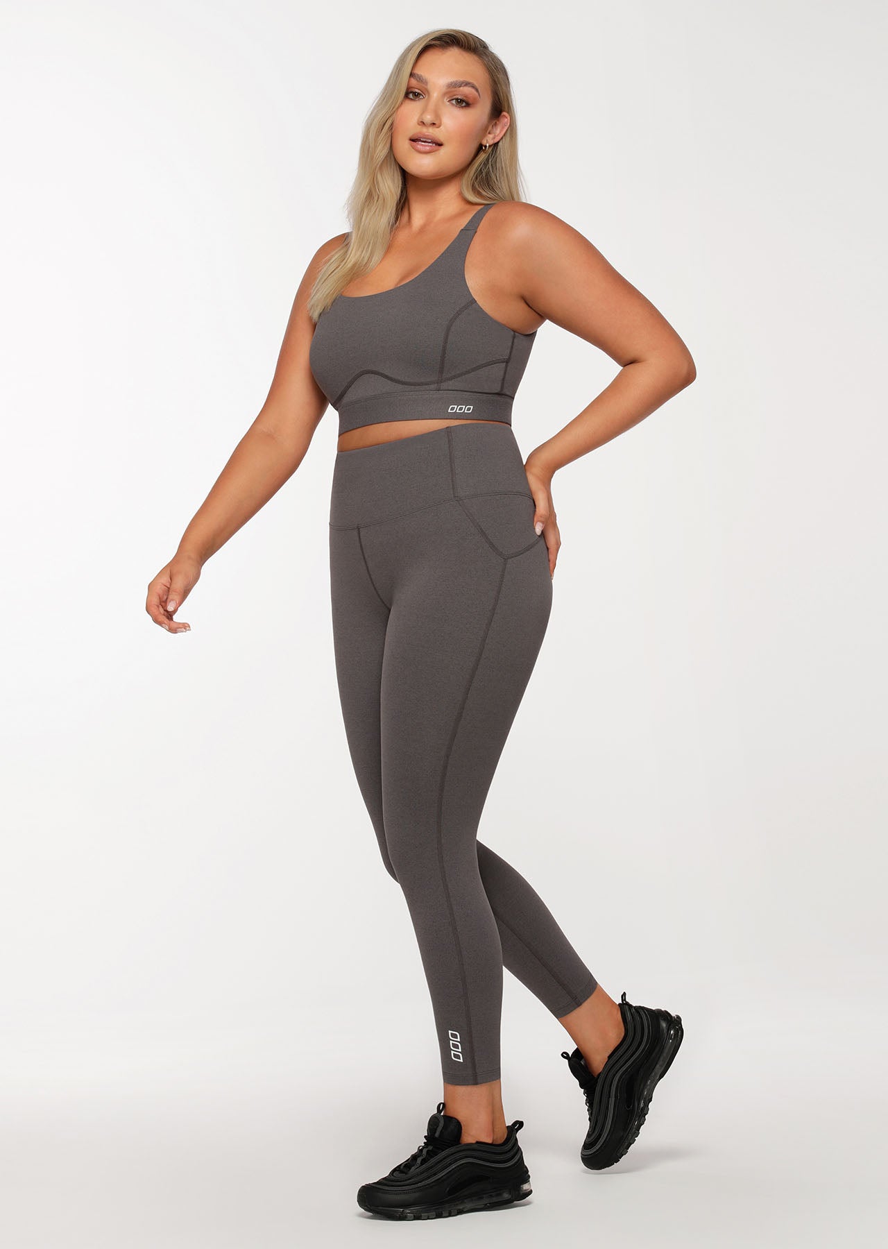 Lorna Jane Streamline Ankle Biter Leggings - Char Marl