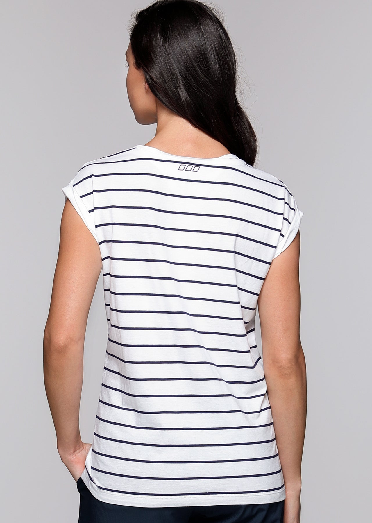 Lorna Jane Stripe Sensation T-Shirt - White/Ink Stripe
