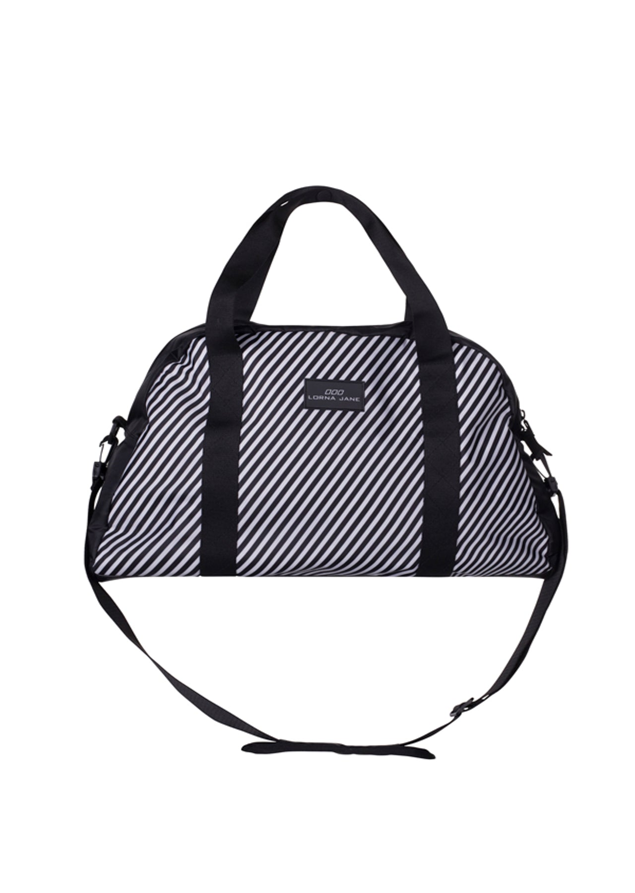 Lorna Jane Striped Gym Bag - Black/White