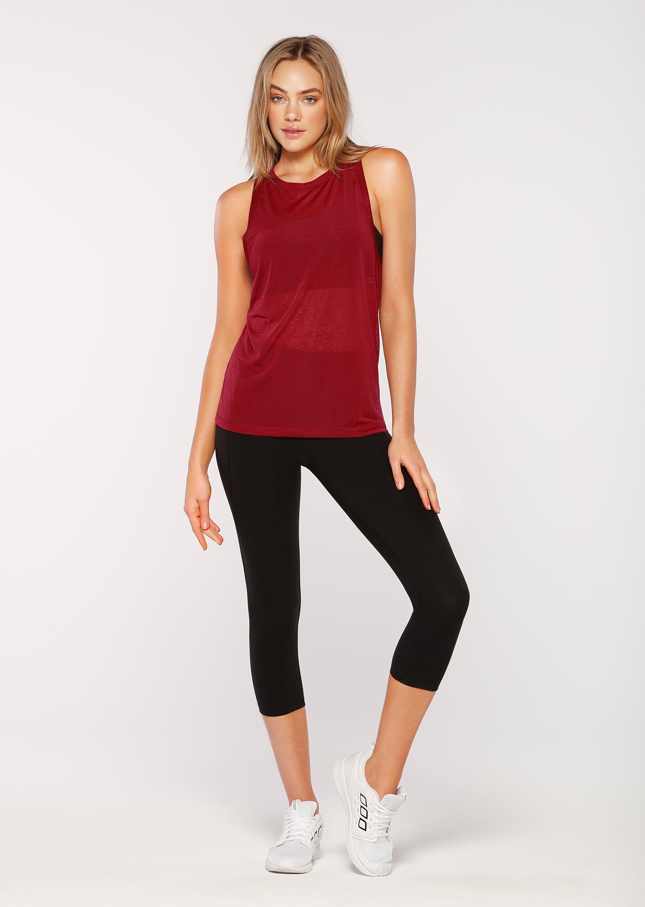 Lorna Jane Superfine Active Muscle Tank - Dark Red
