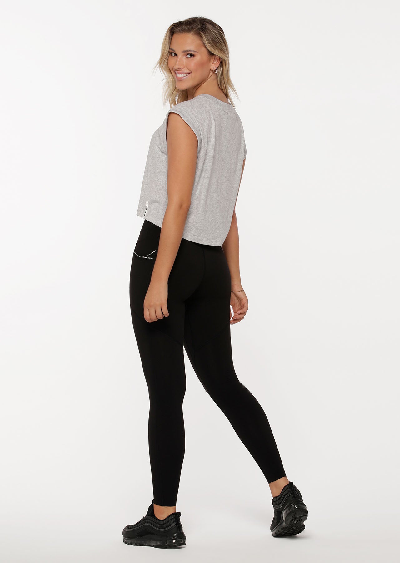 Lorna Jane Supreme Cropped Muscle Tank - Light Grey Marl