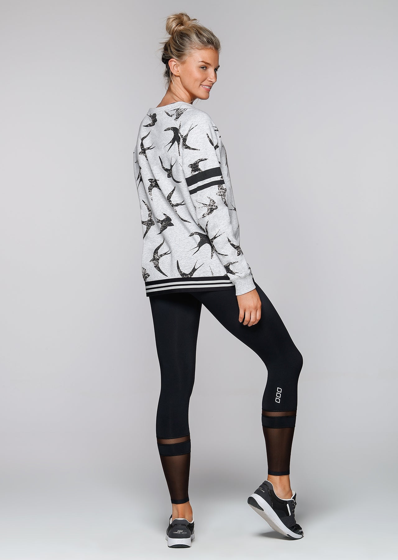 Lorna Jane Swallows Sweat Shirt - Light Grey Marl