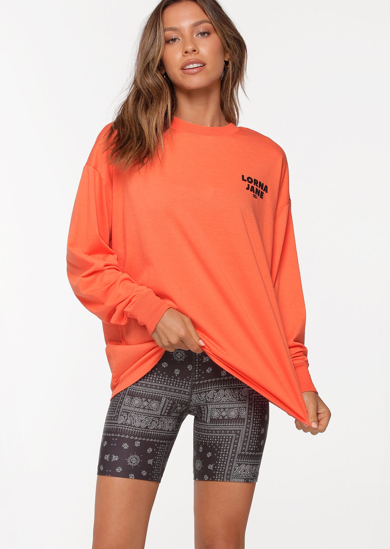 Lorna Jane Take Care Oversized Long Sleeve Top - Satsuma