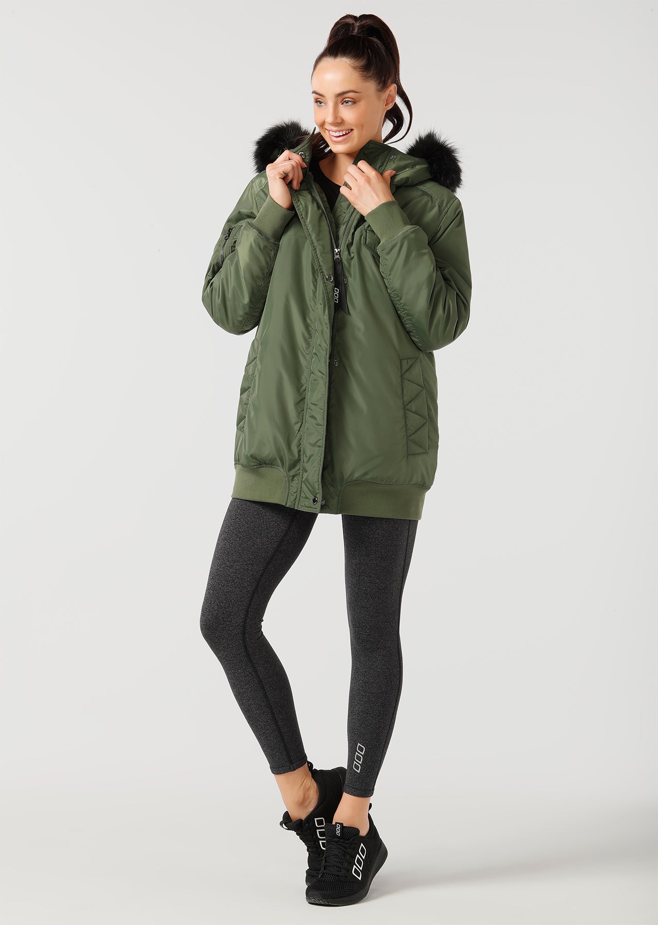 Lorna Jane Tech Puffa Coat - Army Green