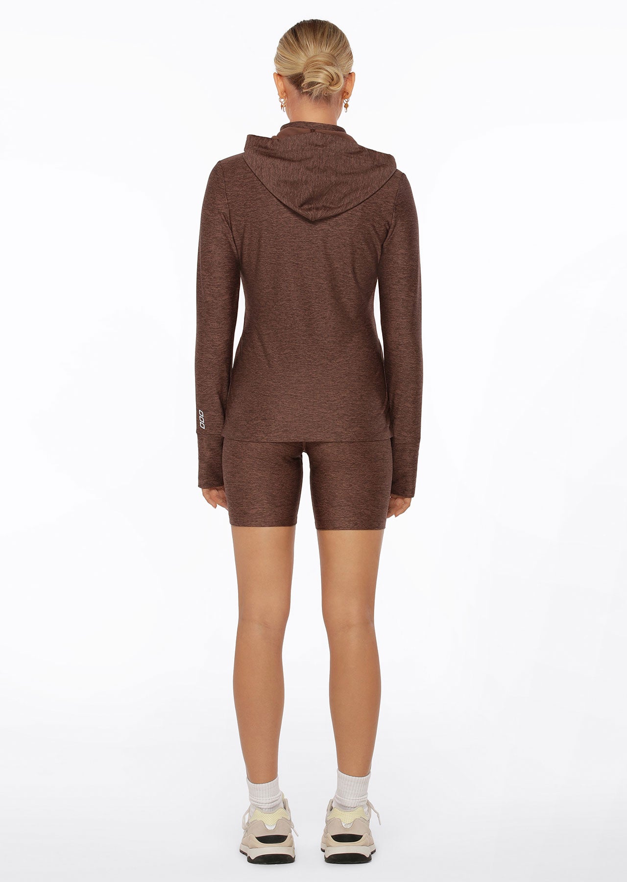 Lorna Jane Thermo Tech Hoodie - Chocolate Marl Print