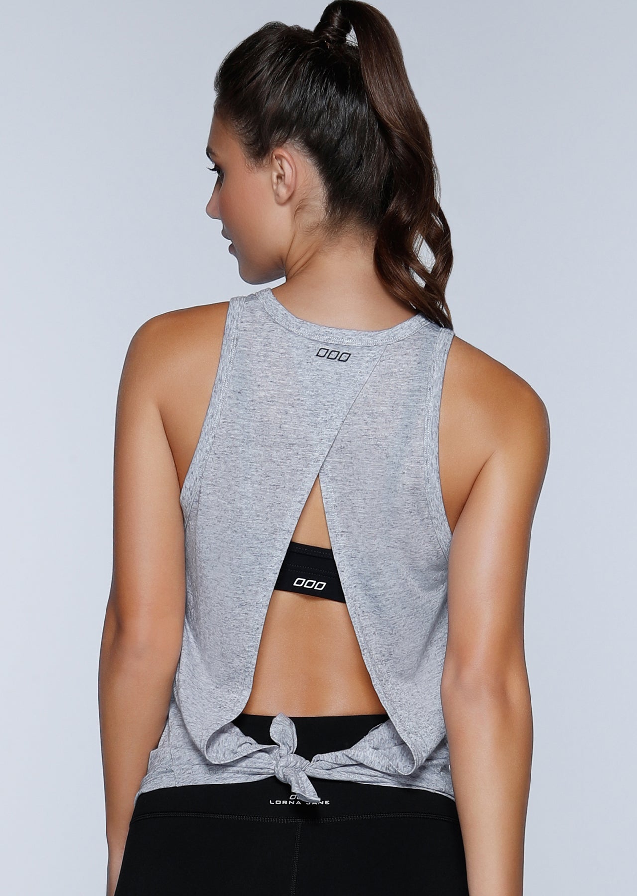 Lorna Jane Topknot Tank - Grey Marl