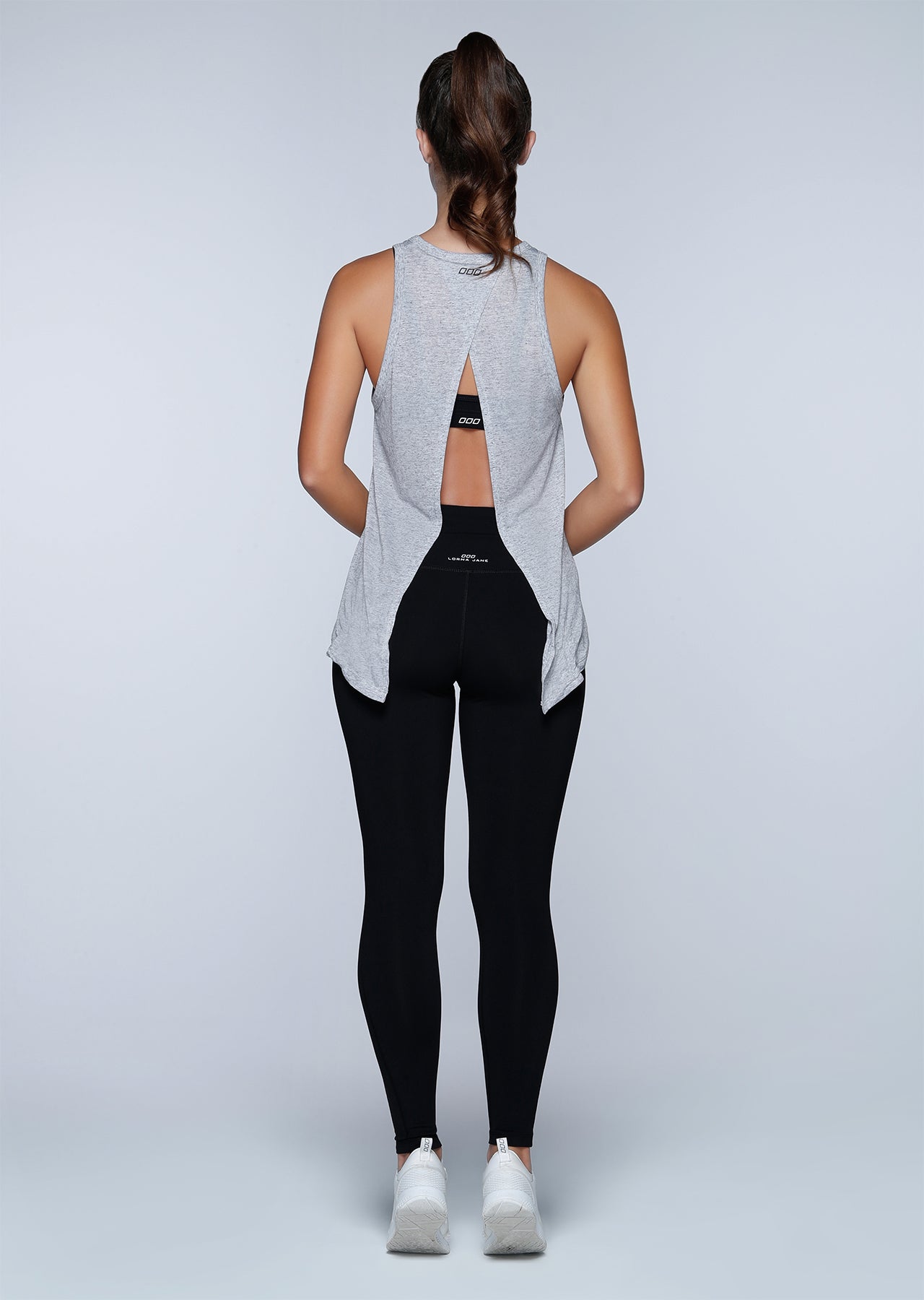 Lorna Jane Topknot Tank - Grey Marl