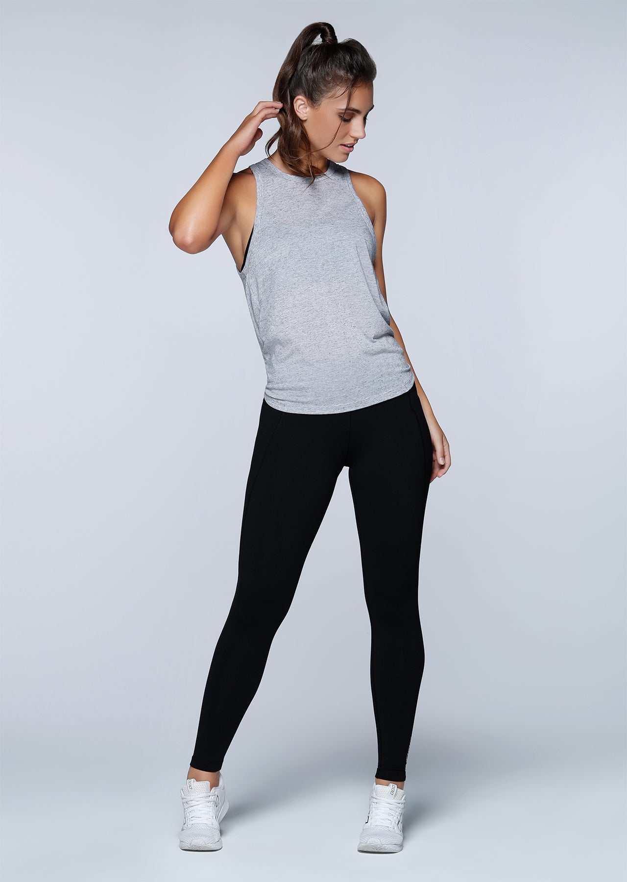 Lorna Jane Topknot Tank - Grey Marl