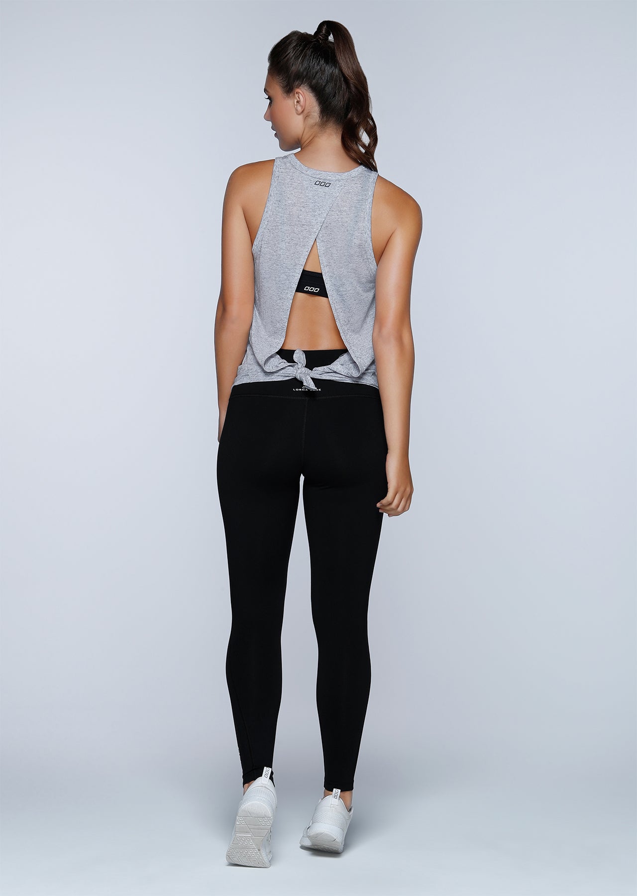 Lorna Jane Topknot Tank - Grey Marl